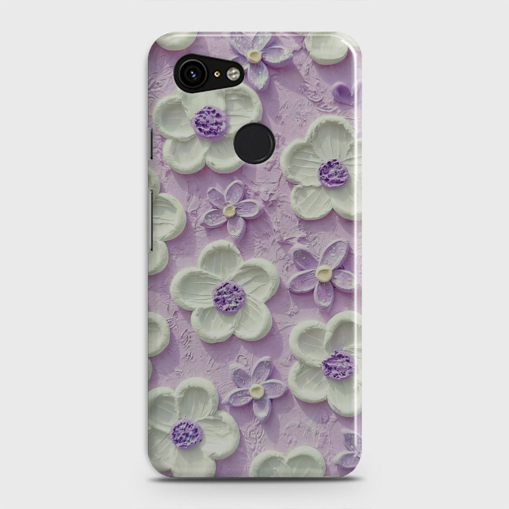 Google Pixel 3 Cover - Floral Series - Design 4 - Purple & White - Matte Finish - Snap On Hard Case with LifeTime Colors Guarantee