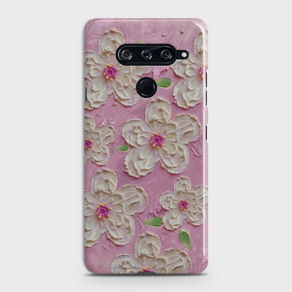 LG V40 ThinQ Cover - Floral Series  - Design 5 - Pink & White - Matte Finish - Snap On Hard Case with LifeTime Colors Guarantee