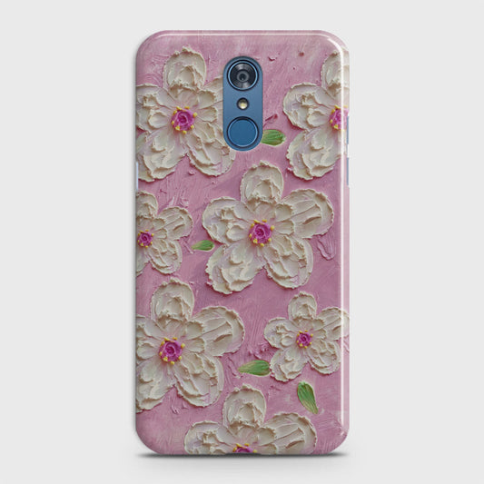 LG Q7 Cover - Floral Series  - Design 5 - Pink & White - Matte Finish - Snap On Hard Case with LifeTime Colors Guarantee