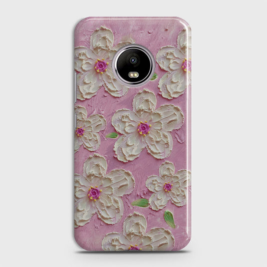 Motorola E4 Cover - Floral Series - Design 5 - Pink & White - Matte Finish - Snap On Hard Case with LifeTime Colors Guarantee