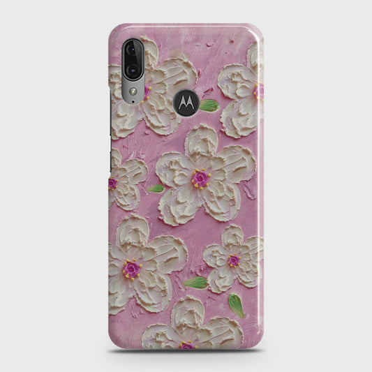 Motorola Moto E6 Plus Cover - Floral Series - Design 5 - Pink & White - Matte Finish - Snap On Hard Case with LifeTime Colors Guarantee