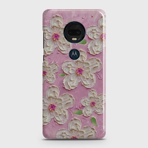 Motorola Moto G7 Plus Cover - Floral Series - Design 5 - Pink & White - Matte Finish - Snap On Hard Case with LifeTime Colors Guarantee