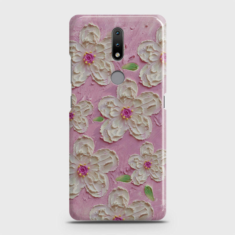 Nokia 2.4 Cover - Floral Series - Design 5 - Pink & White - Matte Finish - Snap On Hard Case with LifeTime Colors Guarantee