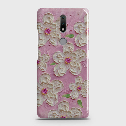 Nokia 2.4 Cover - Floral Series - Design 5 - Pink & White - Matte Finish - Snap On Hard Case with LifeTime Colors Guarantee