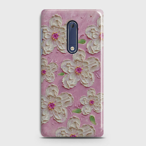 Nokia 5 Cover - Floral Series - Design 5 - Pink & White - Matte Finish - Snap On Hard Case with LifeTime Colors Guarantee