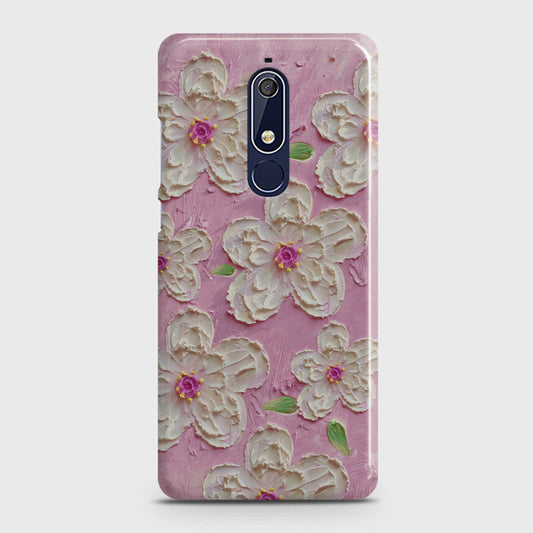 Nokia 5.1 Cover - Floral Series - Design 5 - Pink & White - Matte Finish - Snap On Hard Case with LifeTime Colors Guarantee