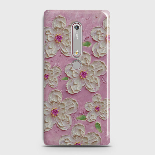 Nokia 6.1 Cover - Floral Series - Design 5 - Pink & White - Matte Finish - Snap On Hard Case with LifeTime Colors Guarantee