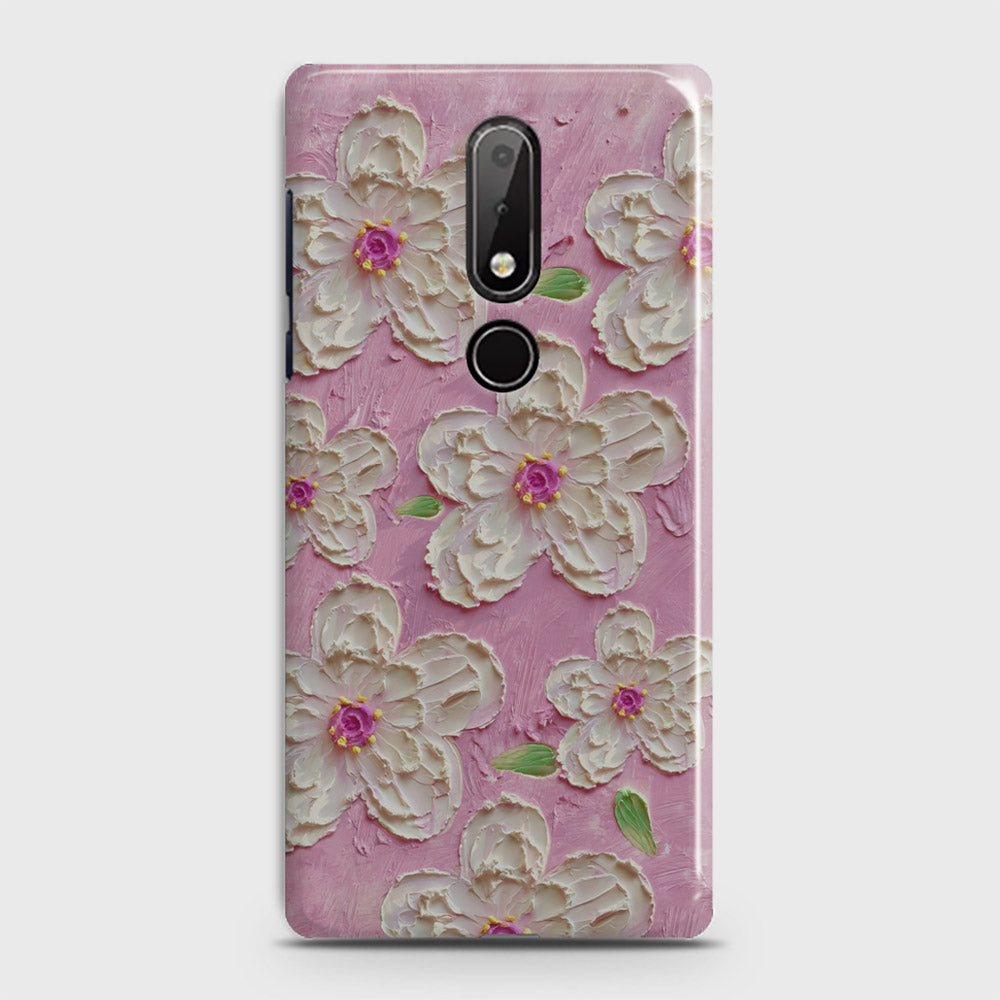 Nokia 6.1 Plus Cover - Floral Series - Design 5 - Pink & White - Matte Finish - Snap On Hard Case with LifeTime Colors Guarantee