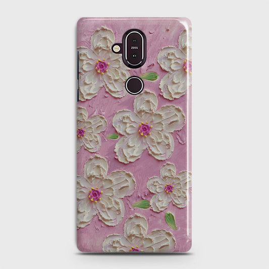 Nokia 8.1 Cover - Floral Series - Design 5 - Pink & White - Matte Finish - Snap On Hard Case with LifeTime Colors Guarantee