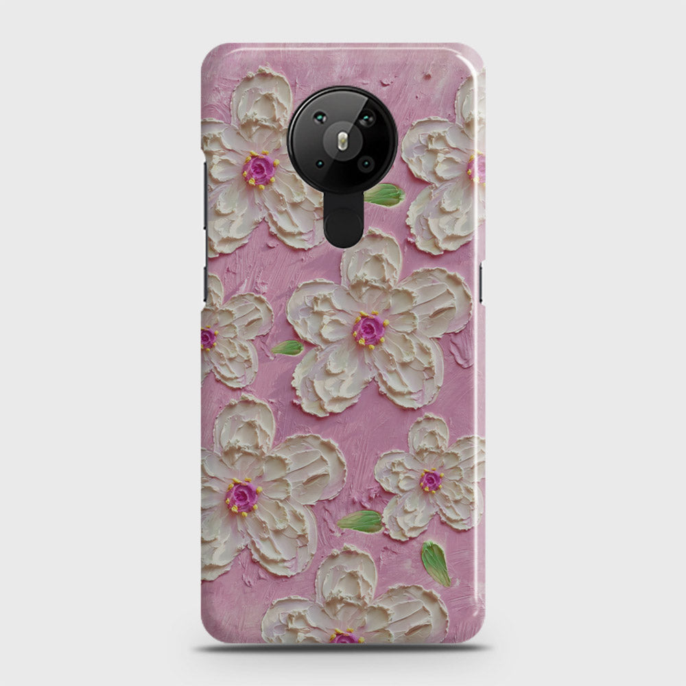 Nokia 5.3  Cover - Floral Series - Design 5 - Pink & White - Matte Finish - Snap On Hard Case with LifeTime Colors Guarantee