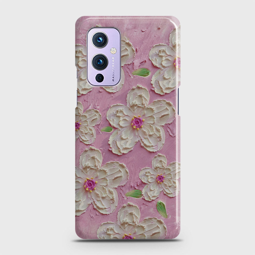 OnePlus 9  Cover - Floral Series - Design 5 - Pink & White - Matte Finish - Snap On Hard Case with LifeTime Colors Guarantee