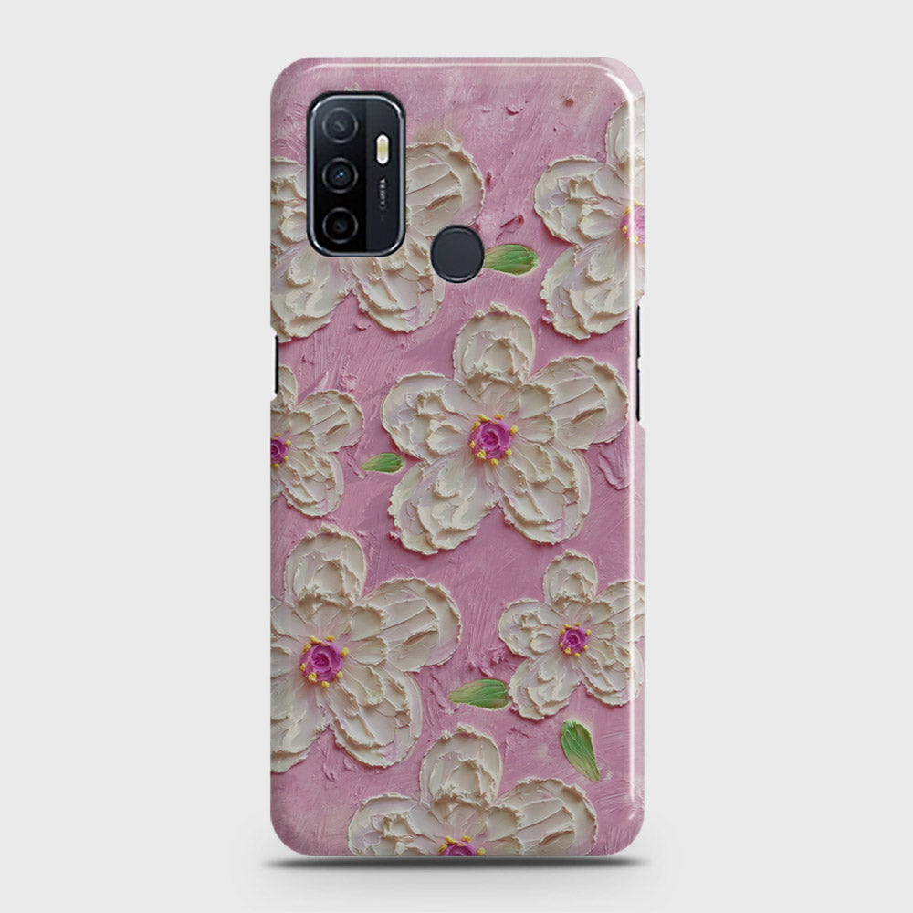 Oppo A53 Cover - Floral Series - Design 5 - Pink & White - Matte Finish - Snap On Hard Case with LifeTime Colors Guarantee