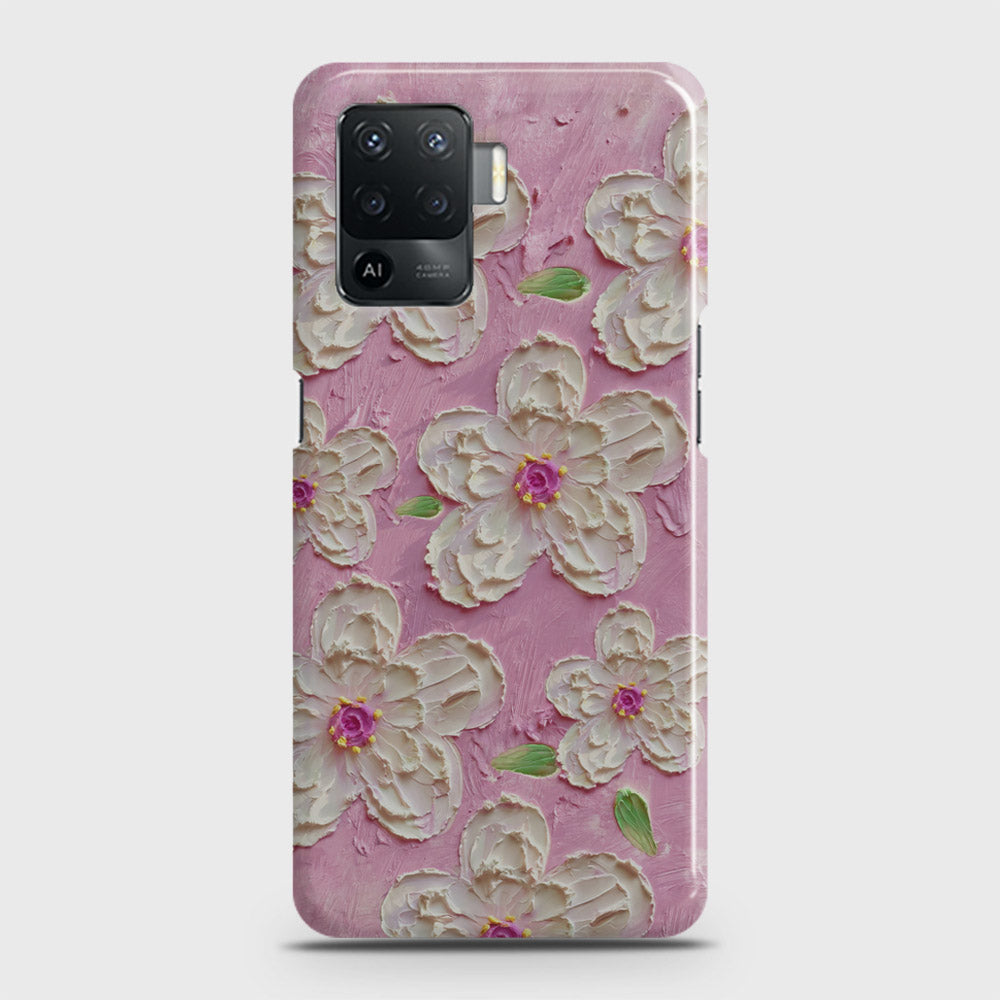 Oppo F19 Pro Cover - Floral Series - Design 5 - Pink & White - Matte Finish - Snap On Hard Case with LifeTime Colors Guarantee