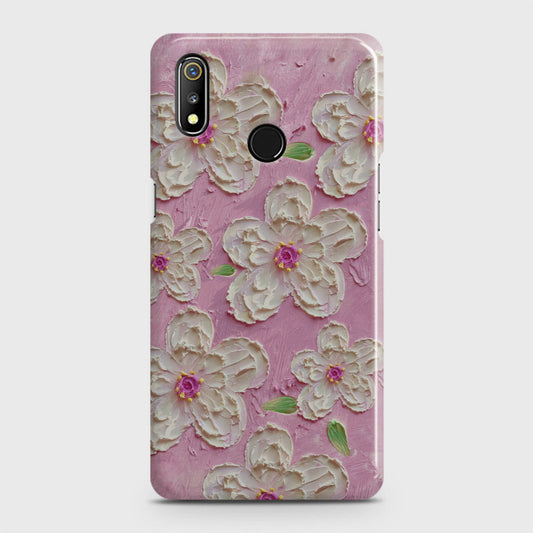 Realme 3 Cover - Floral Series - Design 5 - Pink & White - Matte Finish - Snap On Hard Case with LifeTime Colors Guarantee