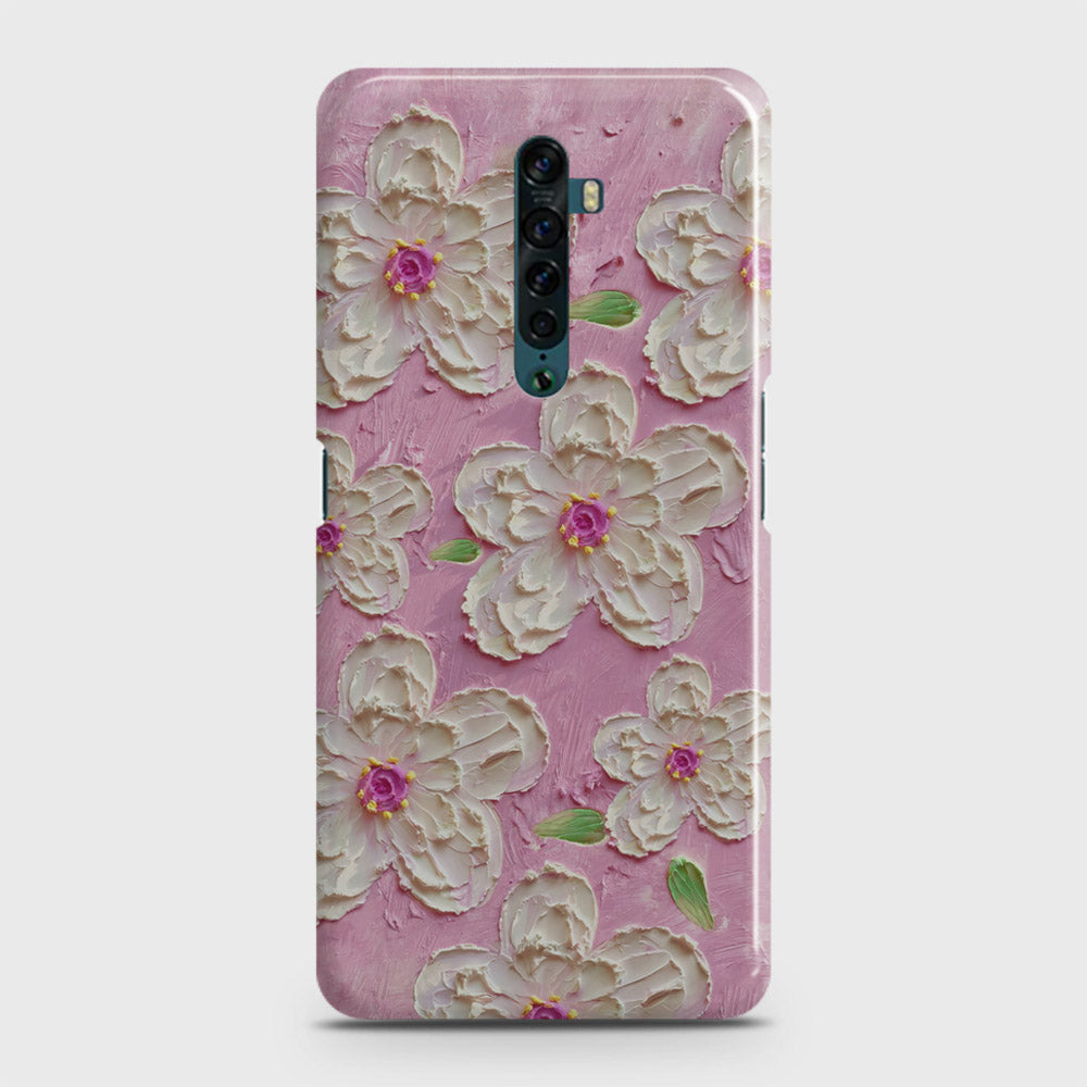 Oppo Reno 2 Cover - Floral Series - Design 5 - Pink & White - Matte Finish - Snap On Hard Case with LifeTime Colors Guarantee