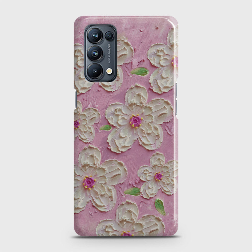 Oppo Reno 5 Pro 5G Cover - Floral Series - Design 5 - Pink & White - Matte Finish - Snap On Hard Case with LifeTime Colors Guarantee