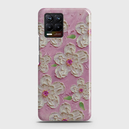 Realme 8 Cover - Floral Series - Design 5 - Pink & White - Matte Finish - Snap On Hard Case with LifeTime Colors Guarantee