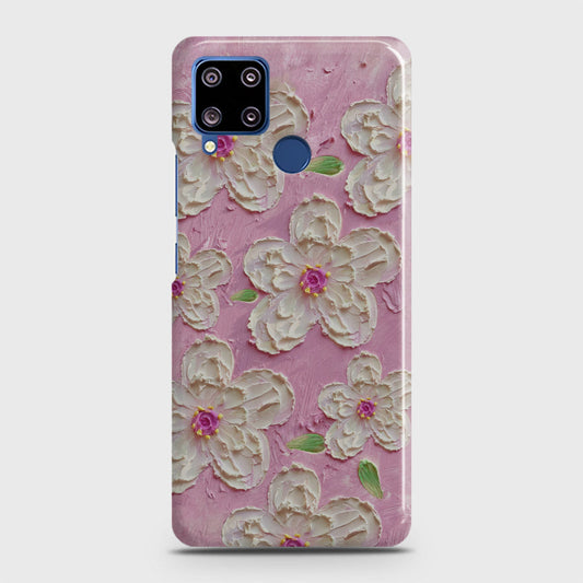 Realme C15 Cover - Floral Series - Design 5 - Pink & White - Matte Finish - Snap On Hard Case with LifeTime Colors Guarantee