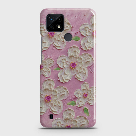 Realme C21 Cover - Floral Series - Design 5 - Pink & White - Matte Finish - Snap On Hard Case with LifeTime Colors Guarantee