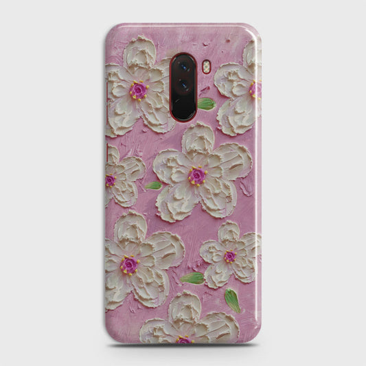 Xiaomi Pocophone F1  Cover - Floral Series - Design 5 - Pink & White - Matte Finish - Snap On Hard Case with LifeTime Colors Guarantee