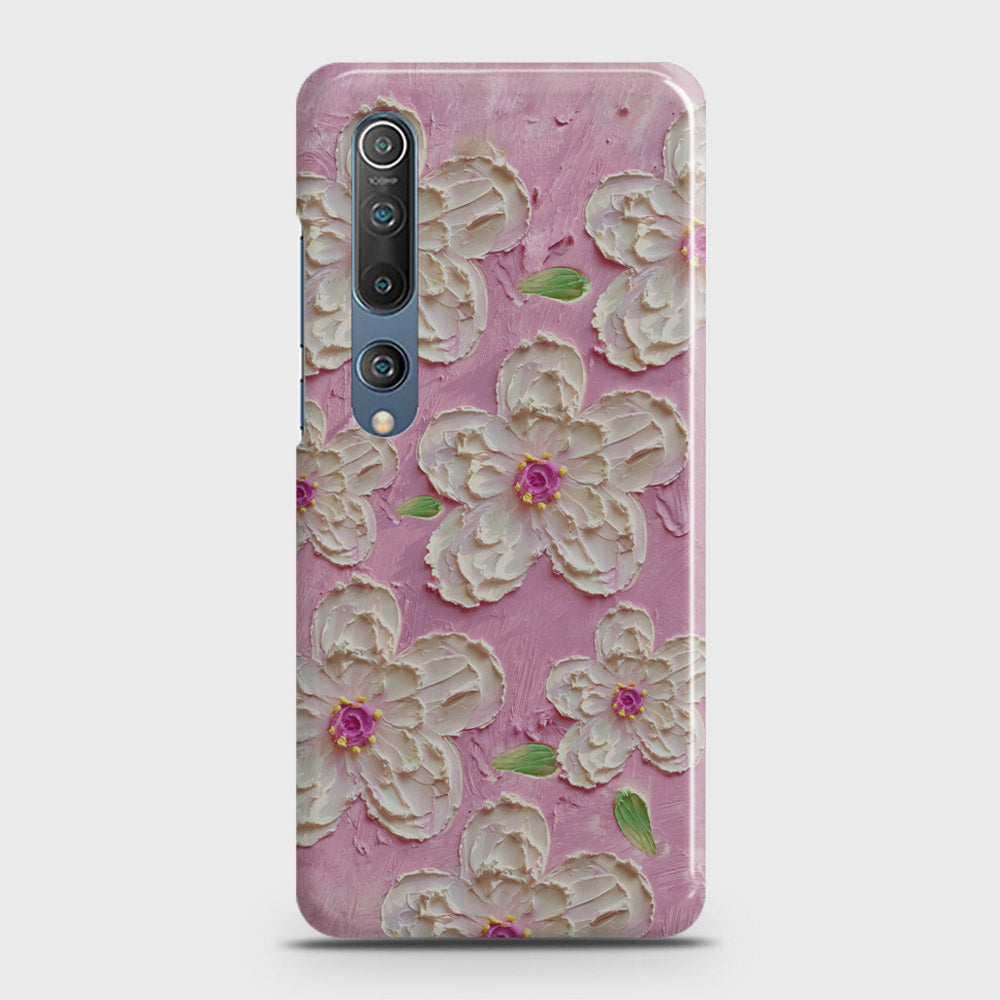 Xiaomi Mi 10 Cover - Floral Series - Design 5 - Pink & White - Matte Finish - Snap On Hard Case with LifeTime Colors Guarantee