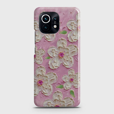 Xiaomi Mi 11 Cover - Floral Series - Design 5 - Pink & White - Matte Finish - Snap On Hard Case with LifeTime Colors Guarantee