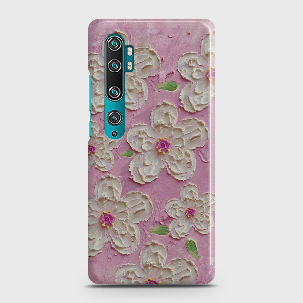 Xiaomi Mi Note 10 Cover - Floral Series - Design 5 - Pink & White - Matte Finish - Snap On Hard Case with LifeTime Colors Guarantee