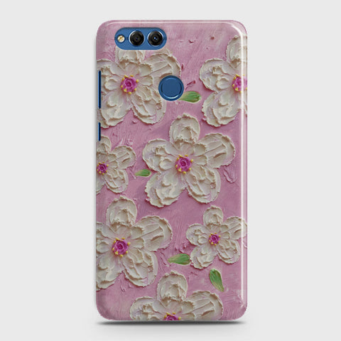 Huawei Honor 7X Cover - Floral Series - Design 5 - Pink & White - Matte Finish - Snap On Hard Case with LifeTime Colors Guarantee