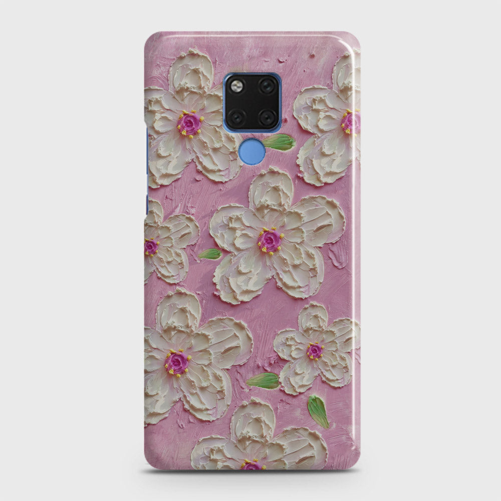 Huawei Mate 20 Cover - Floral Series - Design 5 - Pink & White - Matte Finish - Snap On Hard Case with LifeTime Colors Guarantee