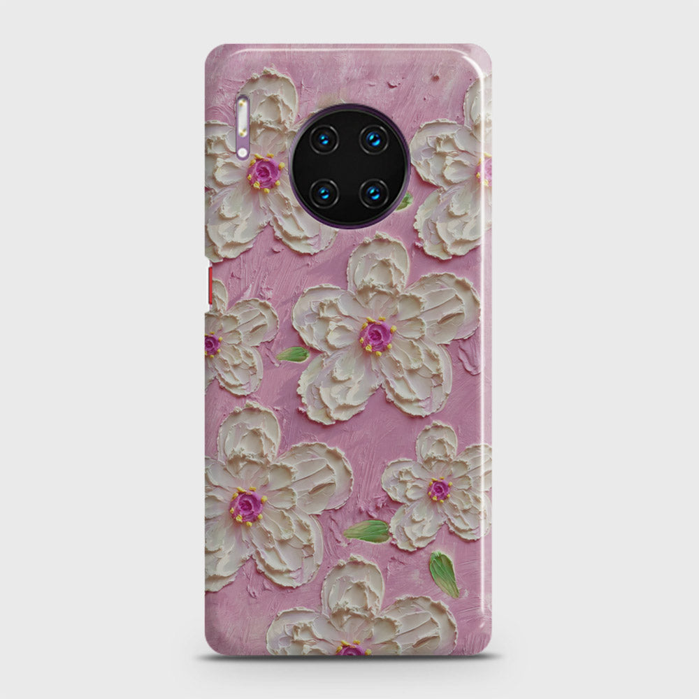 Huawei Mate 30 Pro Cover - Floral Series - Design 5 - Pink & White - Matte Finish - Snap On Hard Case with LifeTime Colors Guarantee