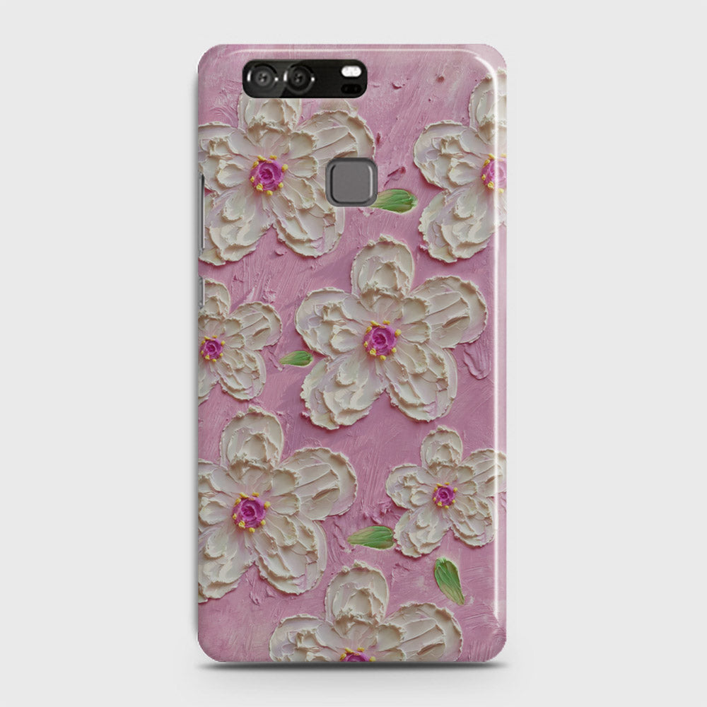 Huawei P9 Cover - Floral Series - Design 5 - Pink & White - Matte Finish - Snap On Hard Case with LifeTime Colors Guarantee