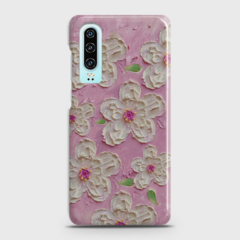 Huawei P30 Cover - Floral Series - Design 5 - Pink & White - Matte Finish - Snap On Hard Case with LifeTime Colors Guarantee