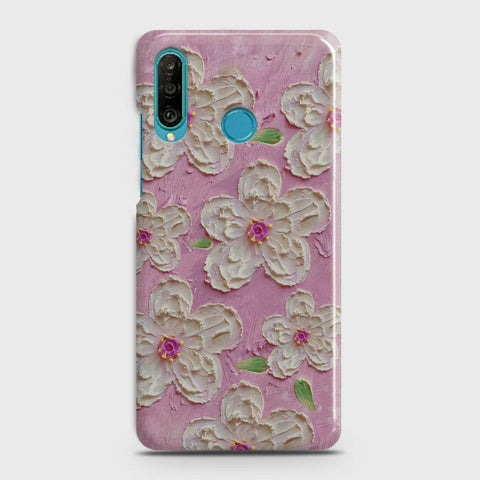 Huawei P30 lite Cover - Floral Series - Design 5 - Pink & White - Matte Finish - Snap On Hard Case with LifeTime Colors Guarantee