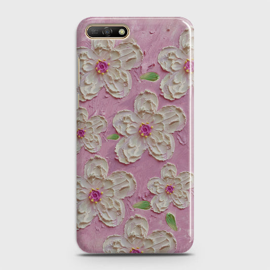 Huawei Y6 2018 Cover - Floral Series - Design 5 - Pink & White - Matte Finish - Snap On Hard Case with LifeTime Colors Guarantee