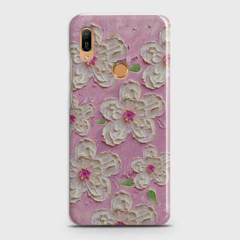 Huawei Y6 Prime 2019 Cover - Floral Series - Design 5 - Pink & White - Matte Finish - Snap On Hard Case with LifeTime Colors Guarantee