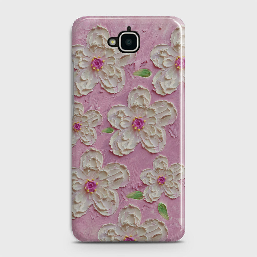 Huawei Y6 Pro 2015 Cover - Floral Series - Design 5 - Pink & White - Matte Finish - Snap On Hard Case with LifeTime Colors Guarantee