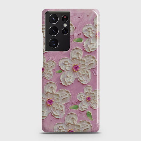 Samsung Galaxy S21 Ultra 5G Cover - Floral Series - Design 5 - Pink & White - Matte Finish - Snap On Hard Case with LifeTime Colors Guarantee