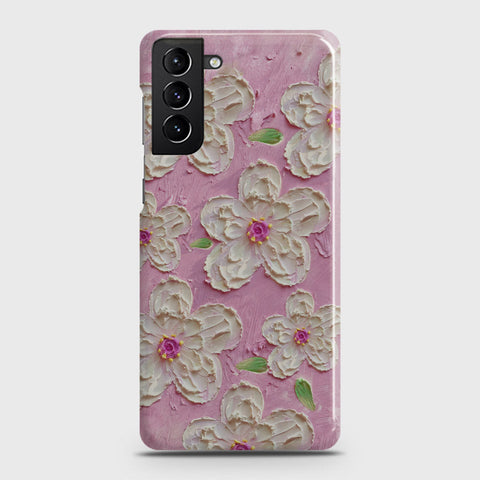 Samsung Galaxy S21 Plus 5G Cover - Floral Series - Design 5 - Pink & White - Matte Finish - Snap On Hard Case with LifeTime Colors Guarantee