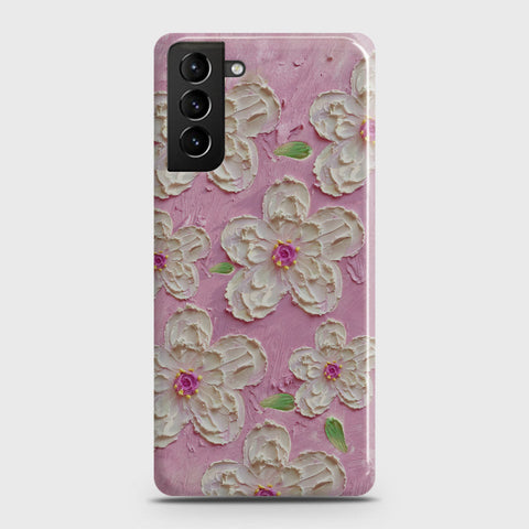 Samsung Galaxy S21 5G Cover - Floral Series - Design 5 - Pink & White - Matte Finish - Snap On Hard Case with LifeTime Colors Guarantee