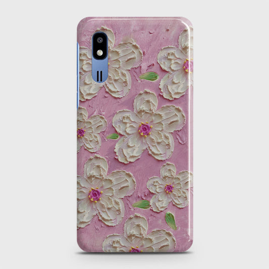 Samsung Galaxy A2 Core Cover - Floral Series - Design 5 - Pink & White - Matte Finish - Snap On Hard Case with LifeTime Colors Guarantee