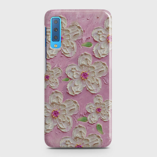 Samsung Galaxy A7 2018 Cover - Floral Series - Design 5 - Pink & White - Matte Finish - Snap On Hard Case with LifeTime Colors Guarantee