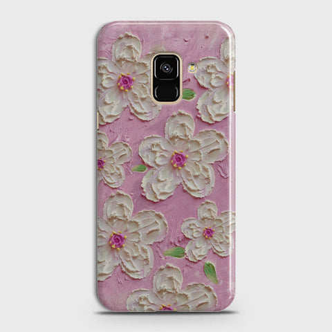 Samsung Galaxy A8 2018 Cover - Floral Series - Design 5 - Pink & White - Matte Finish - Snap On Hard Case with LifeTime Colors Guarantee