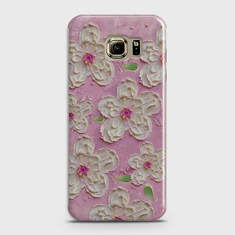 Samsung Galaxy S6 Edge Cover - Floral Series - Design 5 - Pink & White - Matte Finish - Snap On Hard Case with LifeTime Colors Guarantee