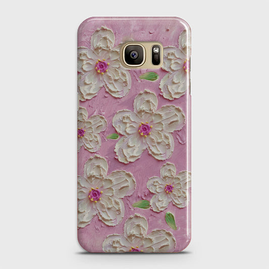 Samsung Galaxy S7 Cover - Floral Series - Design 5 - Pink & White - Matte Finish - Snap On Hard Case with LifeTime Colors Guarantee