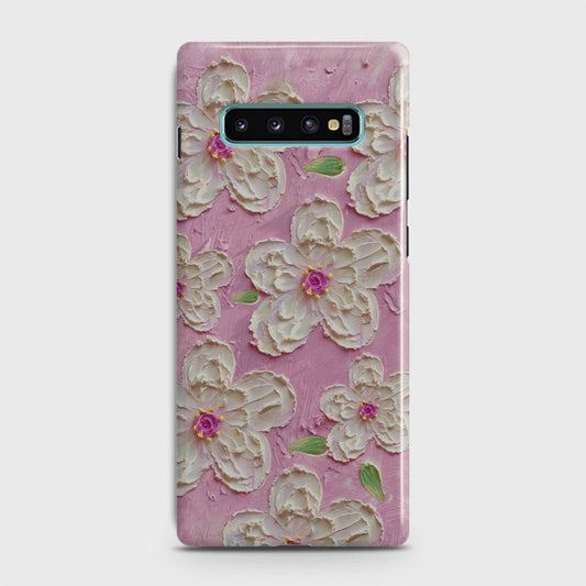 Samsung Galaxy S10 Plus Cover - Floral Series - Design 5 - Pink & White - Matte Finish - Snap On Hard Case with LifeTime Colors Guarantee