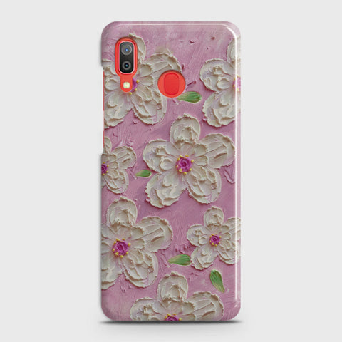 Samsung Galaxy A20 Cover - Floral Series - Design 5 - Pink & White - Matte Finish - Snap On Hard Case with LifeTime Colors Guarantee