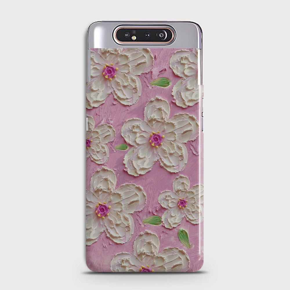 Samsung Galaxy A80 Cover - Floral Series - Design 5 - Pink & White - Matte Finish - Snap On Hard Case with LifeTime Colors Guarantee