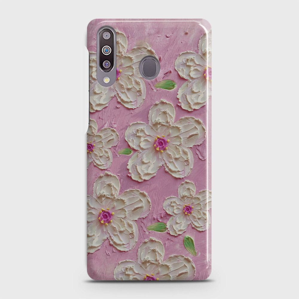 Samsung Galaxy M30 Cover - Floral Series - Design 5 - Pink & White - Matte Finish - Snap On Hard Case with LifeTime Colors Guarantee