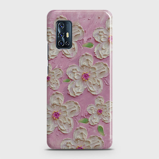 Vivo V17 Cover - Floral Series - Design 5 - Pink & White - Matte Finish - Snap On Hard Case with LifeTime Colors Guarantee