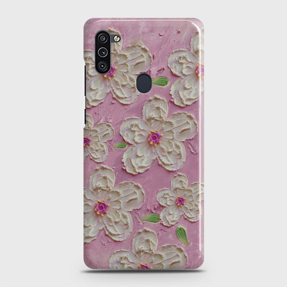 Samsung Galaxy M11 Cover - Floral Series - Design 5 - Pink & White - Matte Finish - Snap On Hard Case with LifeTime Colors Guarantee